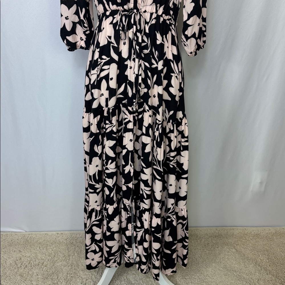 Petal & Pup Kelda Floral Maxi Dress Size Medium Black Pink - Picture 8 of 15